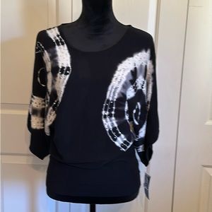 💖INC International Concepts black tie dye short sleeve sweater with seaquins